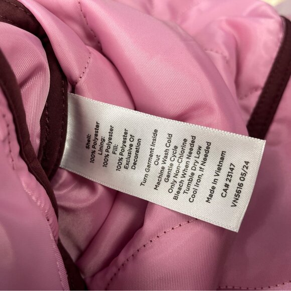 Talbots Womens Burgundy Quilted Jacket With Gold Snap Buttons Petite Size SP - Picture 5 of 6